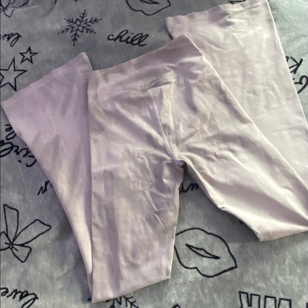 Authentic grey&white PINK flare leggings